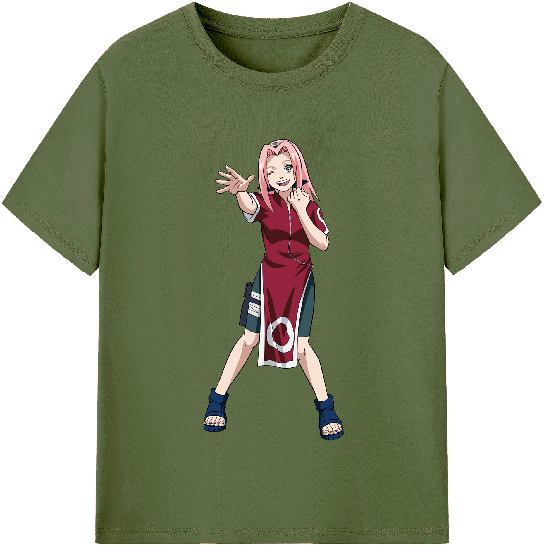 （画像用） NARUTO -ナルト- 春野サクラ Haruno Sakura 綿100％半袖Tシャツ（フロントプリント）